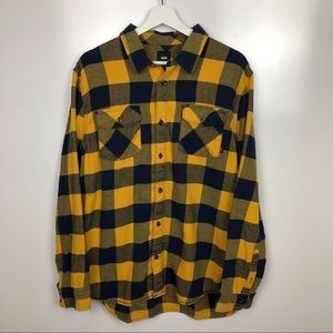 Vans Yellow and Blue Flannel Shirt Large